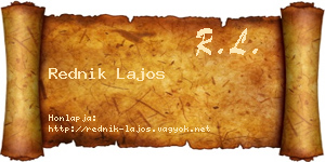 Rednik Lajos névjegykártya